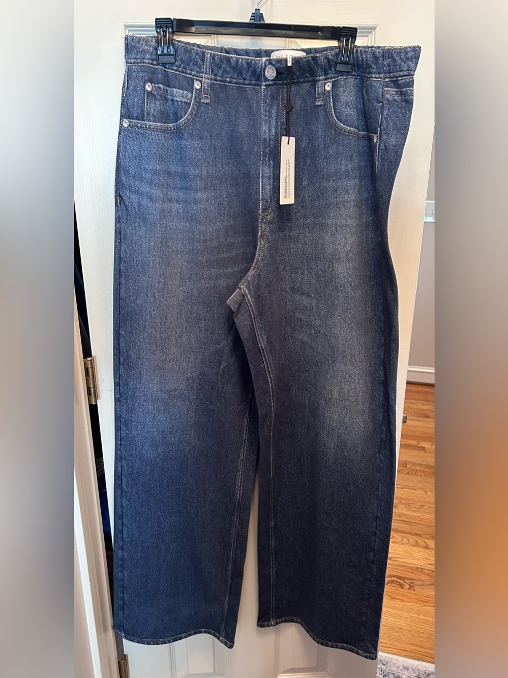 NWT Rag & Bone Medium Blue Miramar Terry Wide Leg Pant with Pockets. Size XXL.